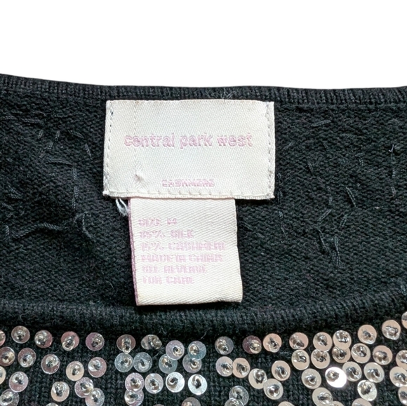 Central Park West Sweater NYE Glam Sequins Y2K Womens M Cashmere Silk Vintage - Picture 8 of 12